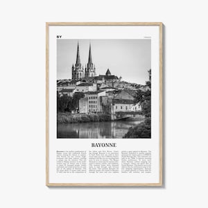 Bayonne Print Black and White France, Bayonne Wall Art, Bayonne Poster, Bayonne Photo, Bayonne Wall Décor, Bayonne Map, France