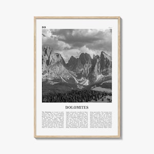 Dolomites Print Black and White, Dolomites Wall Art, Dolomites Poster, Dolomites Photo, Dolomites Wall Décor, Dolomites Map, Italy