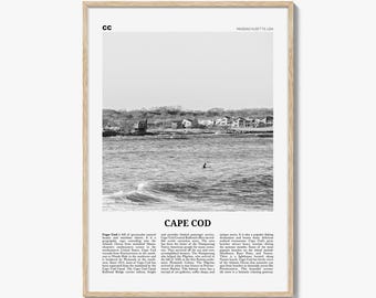 Cape Cod Poster Print Black and White, Massachusetts Travel Wall Art, Coastal Decor