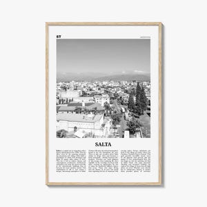 Salta Print Black and White, Salta Wall Art, Salta Poster, Salta Photo, Salta Wall Décor, Salta Map, Argentina