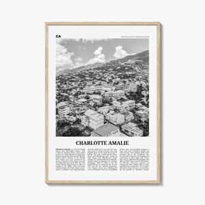 Impressão de Charlotte Amalie em preto e branco, arte de parede de Charlotte Amalie, pôster de Charlotte Amalie, foto de Charlotte Amalie, Ilhas Virgens