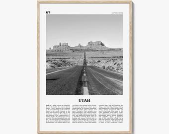 Utah Poster Print Black and White, Monument Valley Photo, Travel Wall Art