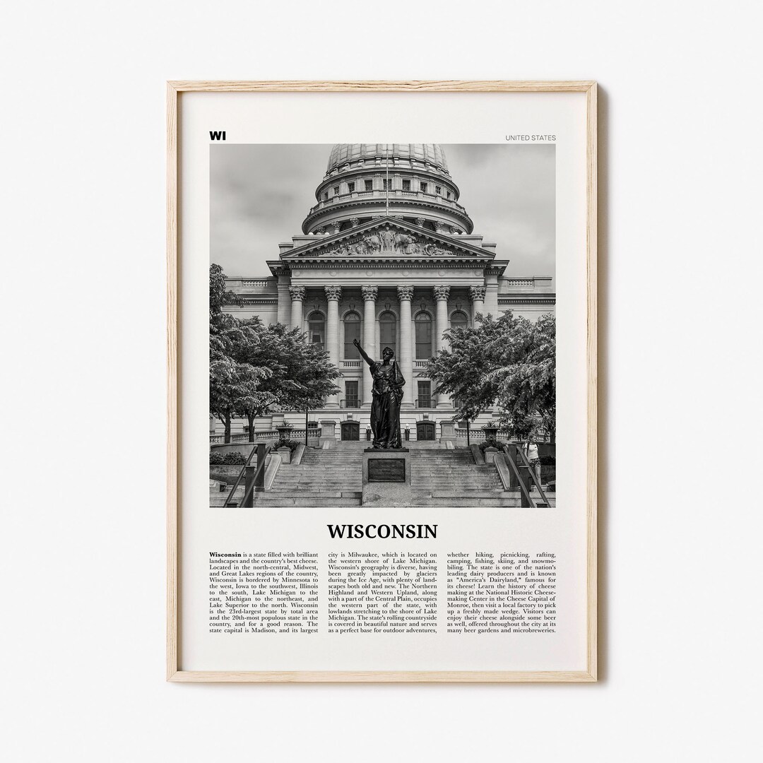 Wisconsin Poster Schwarz Weiß Nr. 3 Wisconsin Wandkunst Etsy.de