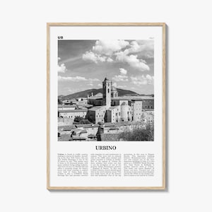 Urbino Print Black and White, Urbino Wall Art, Urbino Poster, Urbino Photo, Urbino Wall Décor, Urbino Map, Italy