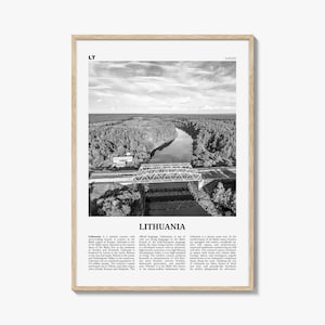 Stampa della Lituania in bianco e nero, Arte murale della Lituania, Poster della Lituania, Foto della Lituania, Lietuva, Lietuvos, Vilnius, Baltico, Europa