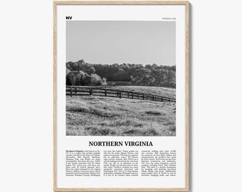 Northern Virginia Poster Print Black and White, United States Travel Wall Art, NoVA Nature