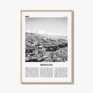 Medellin Colombia Print: Black and White Cityscape Wall Art
