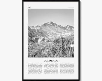 Colorado Poster, Black and White Photo Print, Travel Newspaper Wall Art, Home Decor