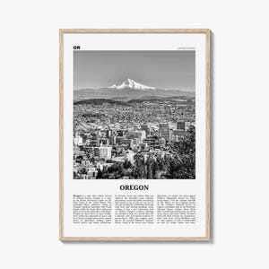 Impressão em preto e branco do Oregon nº 4, arte de parede do Oregon, pôster do Oregon, foto do Oregon, decoração de parede do Oregon, mapa do Oregon, Estados Unidos