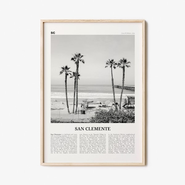 San Clemente Print Black and White No 1, San Clemente Wall Art, San Clemente Poster, San Clemente, California, USA, United States