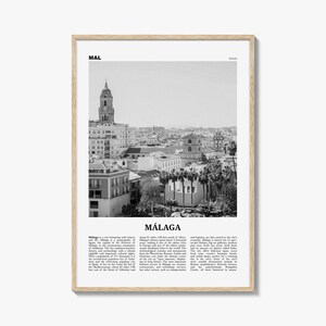 Malaga Druck schwarz weiß Nr. 2, Malaga Wandkunst, Malaga Poster, Malaga Foto, Malaga Wanddekor, Stadt Print, Andalusien, Spanien, España