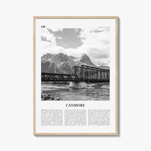 Canmore Print Black and White, Canmore Wall Art, Canmore Poster, Canmore Photo, Canmore Wall Décor, Canmore Map, Alberta, Canada