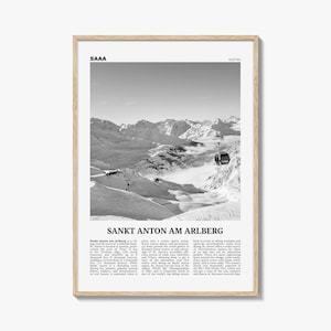 Sankt Anton Poster Print Black and White, Austria Wall Art, Tyrol Ski Resort Photo