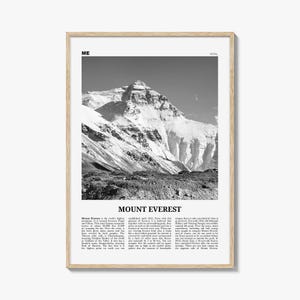 Mount Everest Print Black and White, Mount Everest Wall Art, Mount Everest Poster, Mount Everest Photo, Kala Patthar, Nepal, Himalaya
