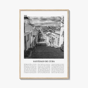 Santiago de Cuba Poster Print Black and White, Cuba Travel Wall Art, Caribbean Decor