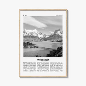 Impression Patagonia noir et blanc, art mural Patagonia, affiche Patagonia, photo Patagonia, Argentine, Chili, Amérique du Sud