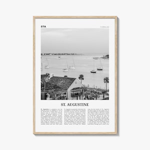 St Augustine Poster Print Black and White, Florida Travel Wall Art, Coastal Decor