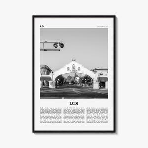 Lodi Poster, Black and White Photo Print, Travel Newspaper Wall Art, Home Decor