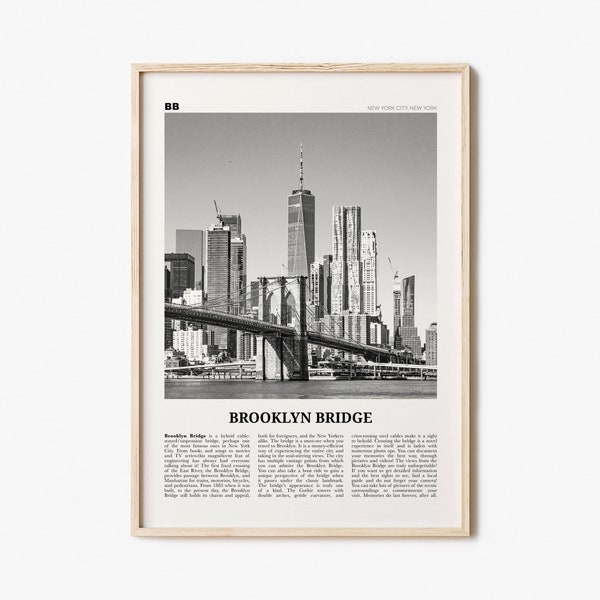 Brooklyn Bridge Print Black and White, Brooklyn Bridge Wall Art, Brooklyn Bridge Poster, Brooklyn Bridge Photo, New York, USA, United States