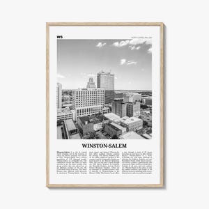Winston Salem Print Black and White, Winston-Salem Wall Art, Winston-Salem Poster, Winston-Salem Photo, North Carolina, USA, United States