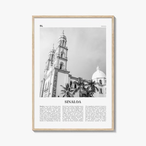 Sinaloa Print Black and White, Sinaloa Wall Art, Sinaloa Poster, Sinaloa Photo, Sinaloa Map, Mexico