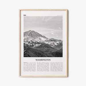 Washington State Print Black and White No 1, Washington State Wall Art, Washington Poster, USA, United States, North America