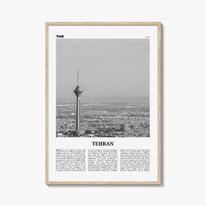 Impressão de pôster de Teerã em preto e branco, foto da Torre Milad, decoração de parede do Irã