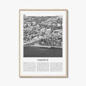 Stampa di Oakville in bianco e nero, arte murale di Oakville, poster di Oakville, foto di Oakville, decorazioni murali di Oakville, mappa di Oakville, Ontario, Canada