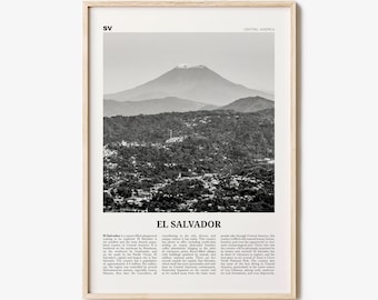 El Salvador Print Black and White No 1, El Salvador Wall Art, El Salvador Poster, El Salvador Photo, San Salvador, Central America