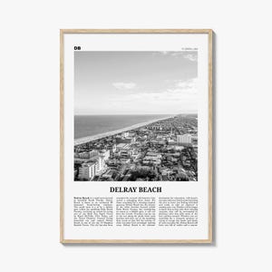 Delray Beach Poster Print Black and White, Florida Travel Wall Art, Coastal Skyline Decor