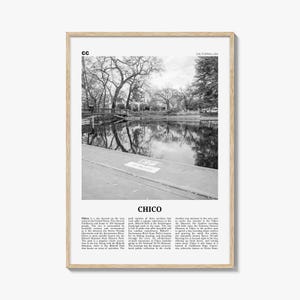Chico Poster Print Black and White, California Travel Wall Art, Nature Photography Decor