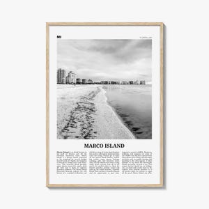 Marco Island Print Black and White, Marco Island Wall Art, Marco Island Poster, Marco Island Photo, Marco Island Map, Florida, USA