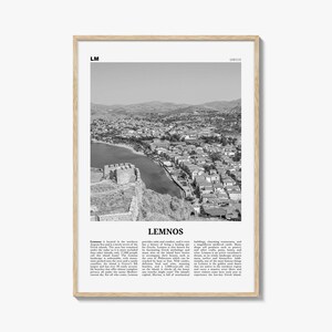 Lemnos Poster Schwarz weiß, Lemnos Wandkunst, Lemnos Poster, Lemnos Karte, Griechenland, Lemnos Wanddekoration