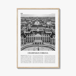 Champaign Urbana Print Black and White, Champaign-Urbana Wall Art, Champaign-Urbana Poster, Champaign-Urbana Photo, Champaign-Urbana Décor