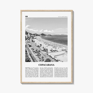 Copacabana Print schwarz weiß, Copacabana Wandkunst, Copacabana Poster, Copacabana Foto, Copacabana Karte, Rio de Janeier, Brasilien