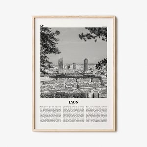 Lyon Print Black and White No 2, Lyon Wall Art, Lyon Poster, Lyon Photo, Lyon Wall Decor, Lyon, Liyon, Lione, Rhône-Alpes, Europe