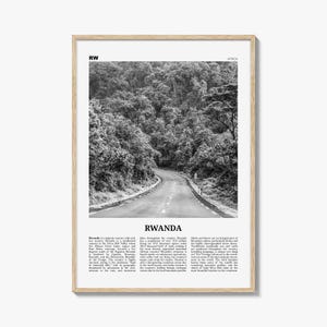 Rwanda Poster Print Black and White, East Africa Wall Art, Mountain Road Photo Decor