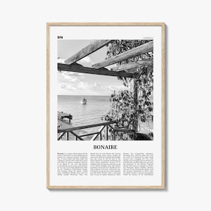 Bonaire Print Black and White, Bonaire Wall Art, Bonaire Poster, Bonaire Photo, Bonaire Decor, Boneiru, Caribbean Netherlands, Kralendijk