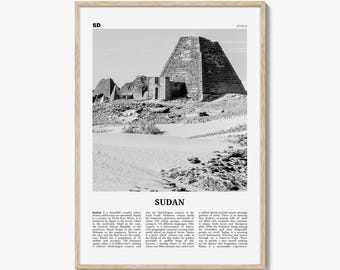 Sudan Poster Print Black and White, Pyramids of Meroë Photo, Africa Travel Wall Art