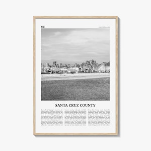 Santa Cruz County Print Black and White, Santa Cruz Wall Art, Santa Cruz Poster, Santa Cruz Photo, Santa Cruz Wall Décor, Santa Cruz Map