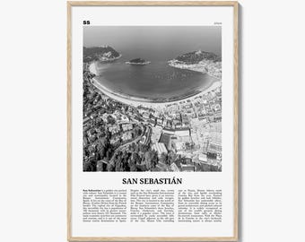 San Sebastian Print Black and White No 1, San Sebastián Wall Art, San Sebastián Poster, Donostia, Basque Country, Spain, España, Europe