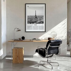 Paris Poster Print Black and White, Eiffel Tower Photo, France Travel Wall Art, Île-de-France image 3