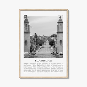 Bloomington Print Black and White, Bloomington Wall Art, Bloomington Poster, Bloomington Photo, Bloomington Wall Décor, Indiana, USA
