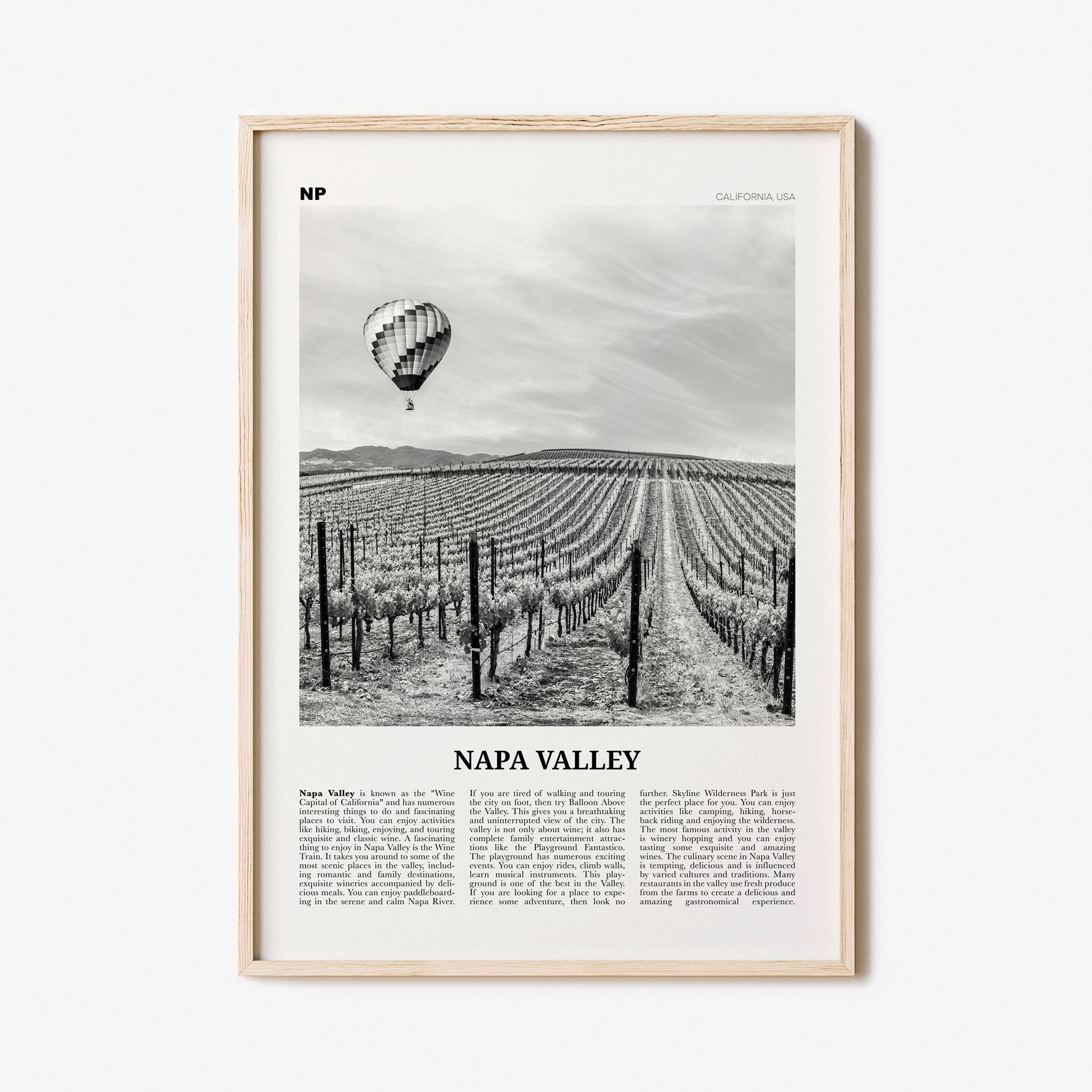 Napa Valley Print Black and White Napa Valley Wall Art Napa Etsy