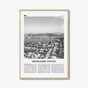 Miami Dade County Kunstdruck Schwarzweiß, Miami-Dade Wandkunst, Miami-Dade Poster, Miami-Dade Foto, Miami-Dade Wanddekor, Miami-Dade Karte