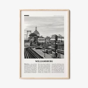 Williamsburg Print Black and White No 2, Williamsburg Wall Art, Williamsburg Poster, Brooklyn, New York, USA, United States, North America