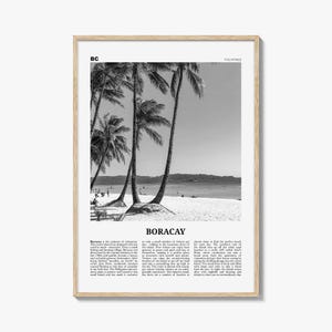 Stampa di Boracay in bianco e nero, Arte murale di Boracay, Poster di Boracay, Foto di Boracay, Decorazioni murali di Boracay, Mappa di Boracay, Filippine