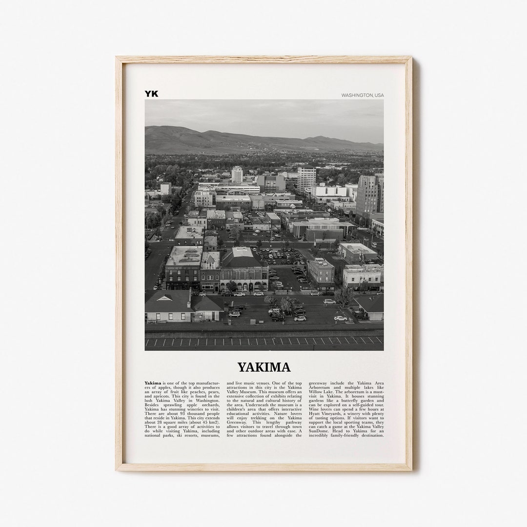 Yakima Print Black and White, Yakima Wall Art, Yakima Poster, Yakima