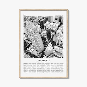 Charlotte Print Black and White No 1, Charlotte Wall Art, Charlotte Poster, Charlotte Photo, North Carolina, USA, United States