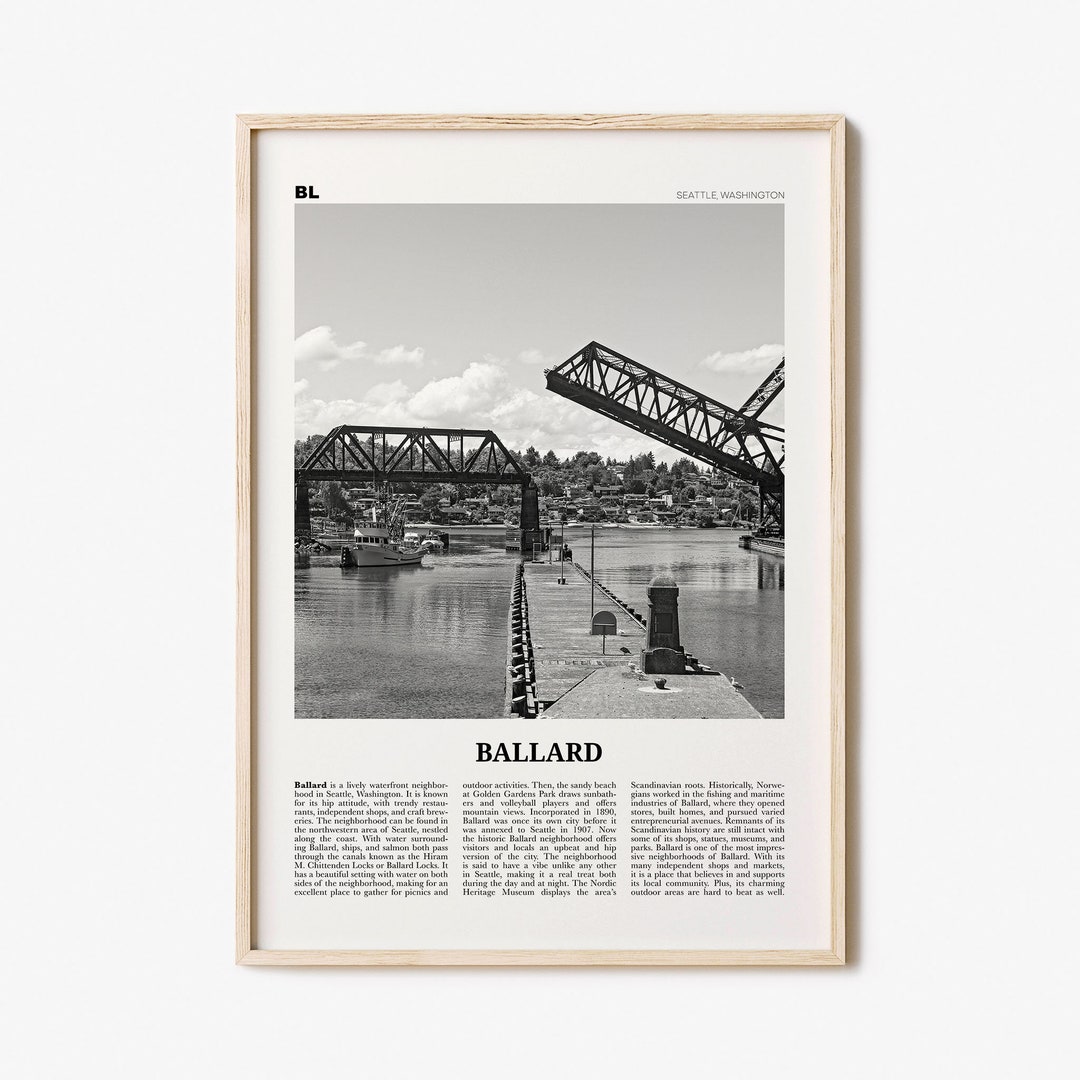 Ballard Print Black and White, Ballard Wall Art, Ballard Poster